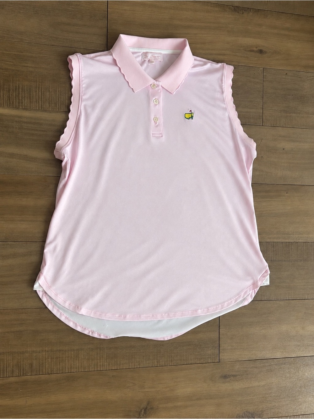 Women’s Masters Peter Millar Golf Polo Pink Sleeveless Scalloped Trim XL